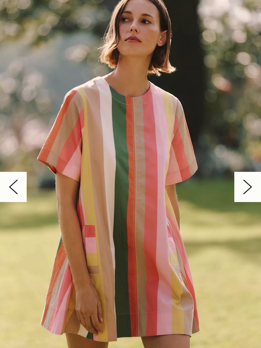 Maeve Multicolor Vertical Stripe Asymmetrical Mini Dress